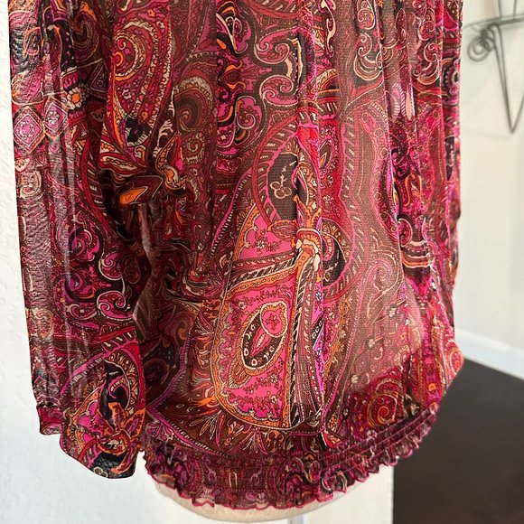 INC INTERNATIONAL Semi-Sheer Paisley Boho Top - SP - Picture 8 of 9